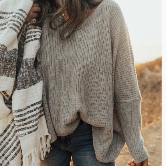 Carly Jean Los Angeles Sweaters - Carly Jean Los Angeles Rhea Gray Ribbed Chunky Sweater